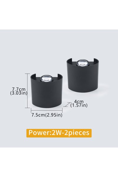 Choice Warm White (2700-3500K) 2W-2 Pieces LED Wall Light IP65 Waterproof 2W/...