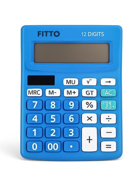 fitto آلة حاسبة زرقاء 10x13.5 سم - قطعة واحدة، آلة حاسبة مدمجة