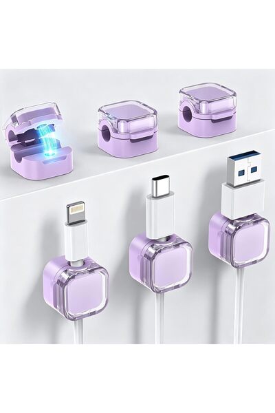 Generic 6 قطع مشابك كابلات مغناطيسية، حامل تخزين لكابلات شحن الهاتف والـ USB ...