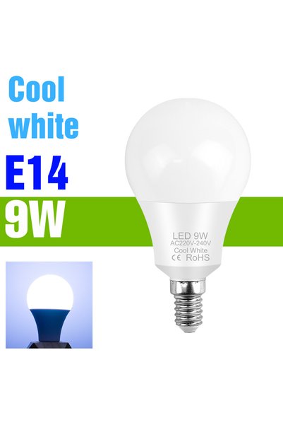Choice مصباح LED بقوة 9 واط بلون أبيض بارد E14 20 واط للاستخدام الداخلي 220-2...