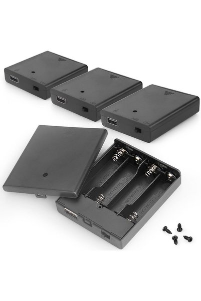Generic 4 قطع حامل بطارية 6 فولت مع منفذ USB، حافظة لـ 4 بطاريات AA، مصنوعة م...