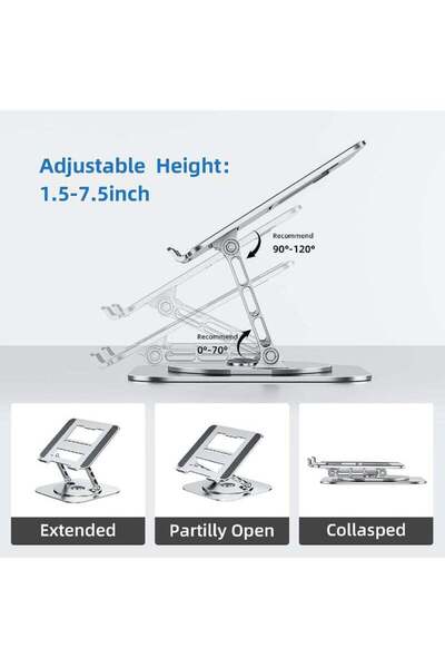 Arabest Adjustable Laptop Stand for Desk Ergonomic Riser with 360° Rotating B...
