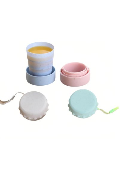 Generic كوب سفر قابل للطي (4 قطع)، سعة 130 مل، وعاء ماء قابل للطي مع غطاء وحل...