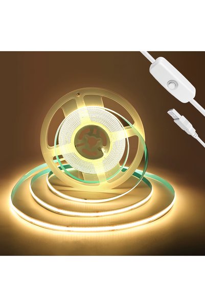 Choice شريط إضاءة LED مرن عالي الكثافة بتقنية COB بطول 2 متر، أبيض دافئ، مع م...