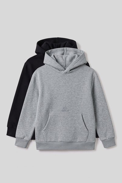 TOMMY LIFE Standard Fit 2-Pack Black-Grey Melange Boys' Sweatshirt - 11215