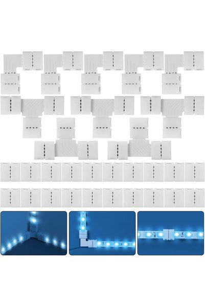 Generic 30 قطعة من موصل شريط RGB LED مجموعة كاملة، محول بدون لحام 4 دبوس متوا...