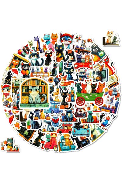 Generic 56Pcs Kawaii Cat Stickers Graffiti Anime Funny Kitten Stickers for La...