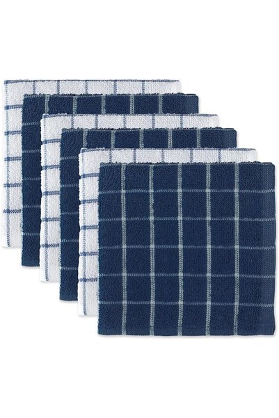 DII Basic Terry Collection Windowpane Dishcloth Set, 12x12, Yellow, 6 Piece