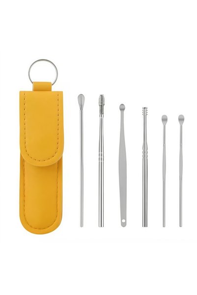 Choice YELLOW 6Pcs Portable Ear Spoon Set Spiral Spring Earwax Remover Tool A...