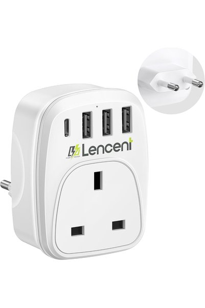 Generic UK to EU Euro Europe Plug Adapter,European Travel Adapter (Type C)