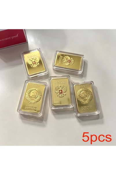 Choice 5 قطع من سبائك الذهب المطلية بالذهب عيار 30 جرام تحمل شعار الاتحاد الس...
