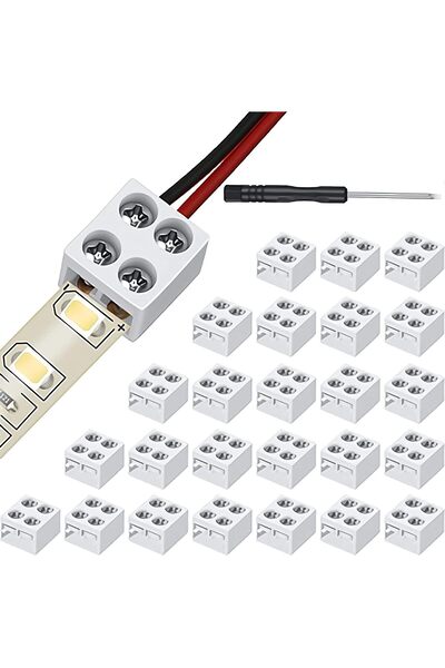 Generic 25 قطعة موصل شريط إضاءة LED بدون لحام، كتلة طرفية بـ 2 دبوس، تثبيت با...