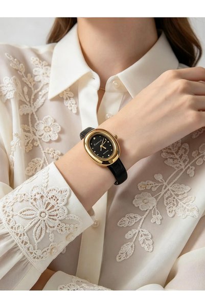 Ferrucci Leather Cord Minimal Case Women's Wristwatch Ferrucci̇-(Black Color)...