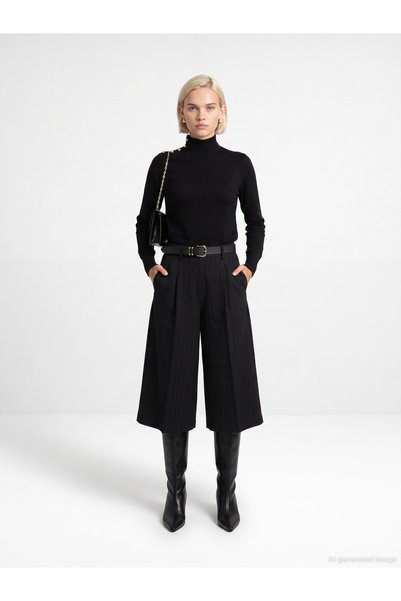 Dilvin 10877 Basic Stand Collar Buttoned Sweater