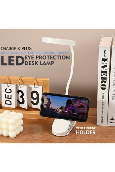 Choice مصباح مكتبي قابل للشحن باللون الأبيض، مصباح قراءة LED يعمل بـ USB، مصب...