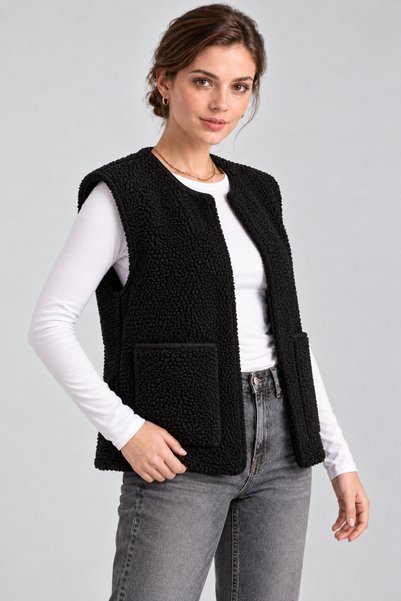 Kurun's Collection Sherpa Kuzu Kumaş Yelek