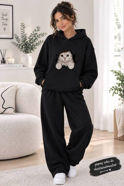 ENB1R MODA Printed Hoodie with Pocket Detail Printed Bottom and Top Tracksuit...