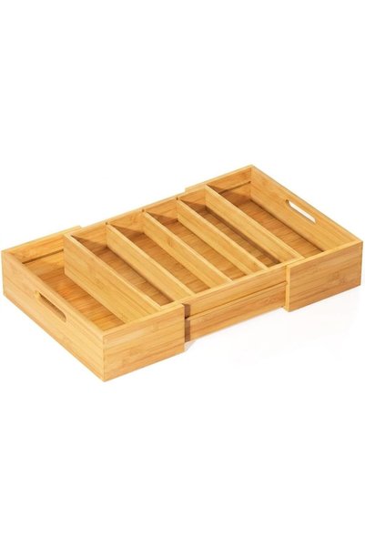 Generic Expandable Bamboo Lid Organizer for Kitchen Cabinets and Drawers, Lid...