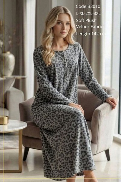 big mama Plus Size Women's Winter Soft Fabric Patterned Piping Detailed 4 But...