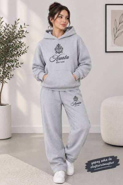 ENB1R MODA Printed Hoodie with Pocket Detail Printed Bottom and Top Tracksuit...