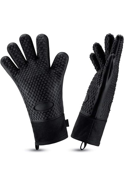 Generic Silicone Grilling Gloves, 1 Pair Heat Resistant Waterproof Kitchen Mi...