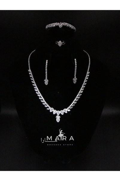 Mara Leaf Design Studded Zircon Set