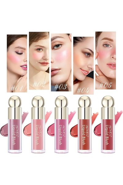 aliverystore Liquid Blush 5 colors, Liquid Blush On For Cheeks Waterproof Lon...
