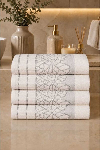 Mela Home طقم مناشف وجه ميرا بريميوم 100% قطن 4 قطع 50*90 سم - هدية - للمطبخ