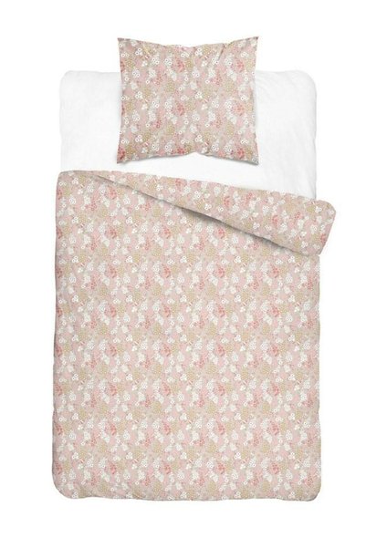 Detexpol Set lenjerie de pat, Detexpol, 5446A, bumbac, bej roz cu flori, 140x...