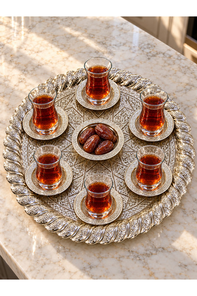 AR HOME 14 Piece COPPER And GLASS Tea Set -