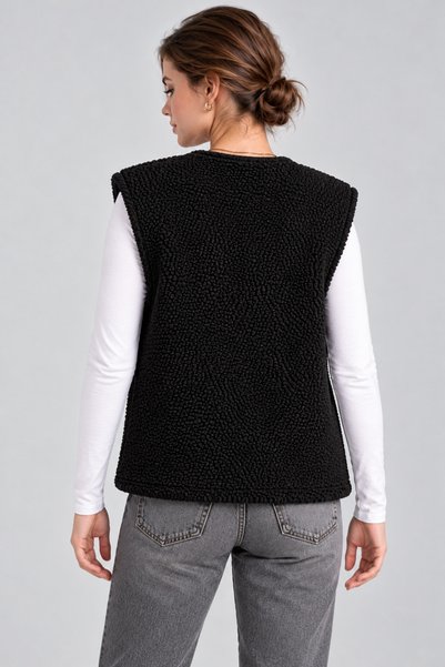Kurun's Collection Sherpa Kuzu Kumaş Yelek