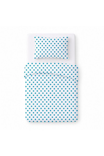 Karo Lenjerie de pat din bumbac pentru copii 100x135 alba cu stelute albastre...