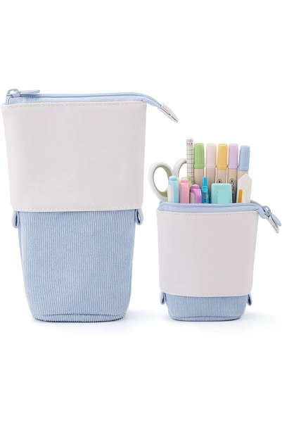 SWIUKPHE Pencil Case, Standing Stationery Bag, Telescopic Pen Pouch Holder, S...