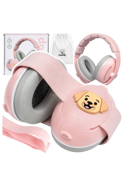 MalPlay Casti de protectie fonica pentru copii Pink Doggy 2-in-1, 25dB, ajust...