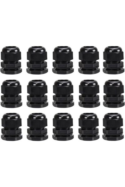 Generic 15 قطعة من وصلات الكابلات السوداء المقاومة للماء M20 20mm IP68، مناسب...
