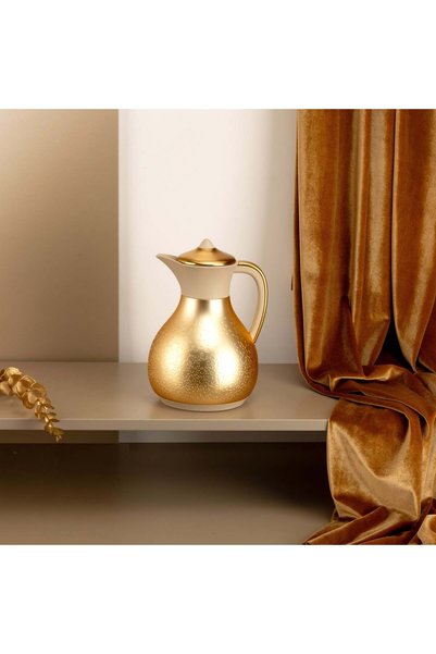 Otantik One Dallah for Tea or Coffee from Nourhan - Matte Gold + Beige