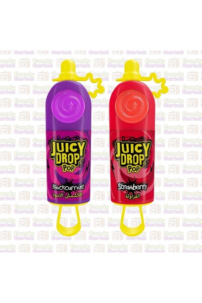 Bazooka بازوكا حلوى جوسي دروب بوب حبة عشوائية نكهة فراولة وكشمش أسود Juicy Dr...