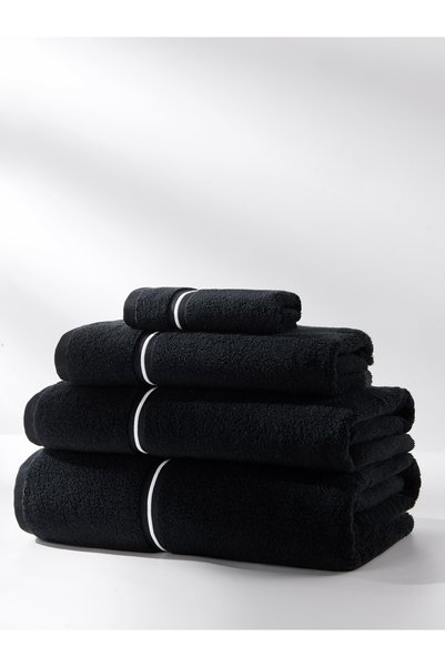 Nitki Prosop de baie elegant, Spod Igly i Nitki, 100% bumbac, 50x90cm, negru ...