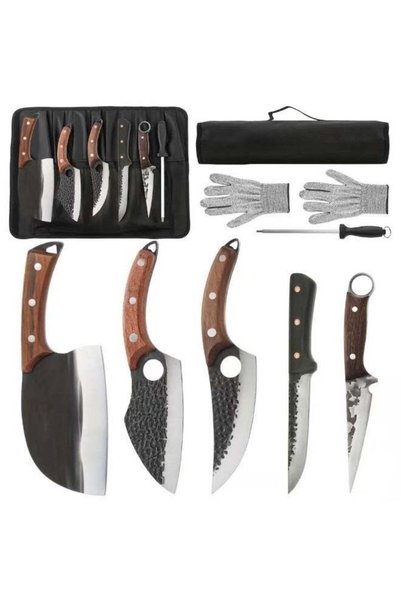 Generic OSOOKE 8-piece handmade meat cutting knife set, professional chef and...
