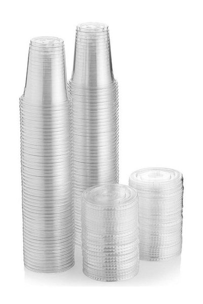 Generic SNH Packing 50-Piece Disposable Plastic Juice Cup With Lid 12oz Clear