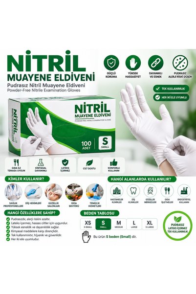 Karvel Medikal Nitril Muayene Eldiveni – Pudrasız, S Beden