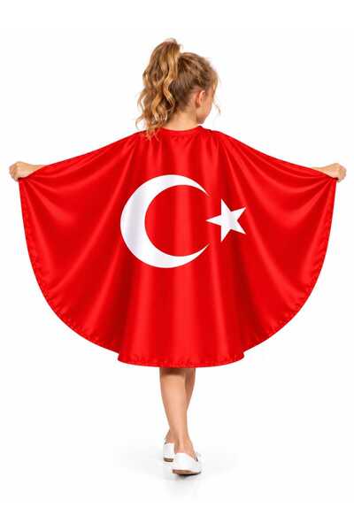 Lizsa Turkish Flag Children's Cape - April 23 October 29 Republic Day Moon St...
