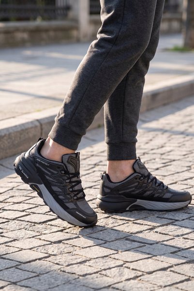 AYAKMOD Lace-Up Rubber Sole Orthopedic Black-Smoked Men's Walking and Sports ...