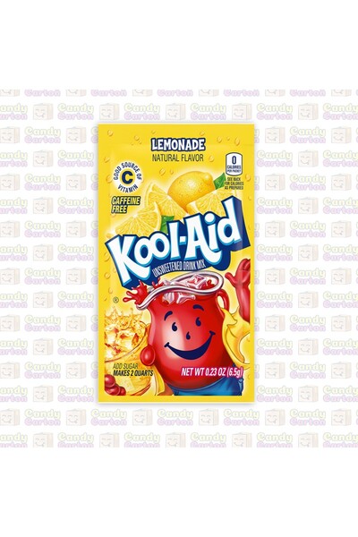 Kool aid كول ايد مسحوق شراب غير محلى بنكهة الليمون 6.5 جرام مستورد امريكا