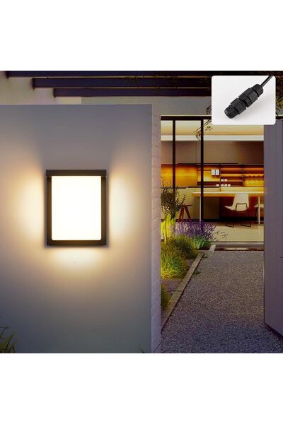 Dotail Aplică de perete LED, 24W, 3000K alb cald, IP65, 20 x 16 x 8 cm, Alumi...