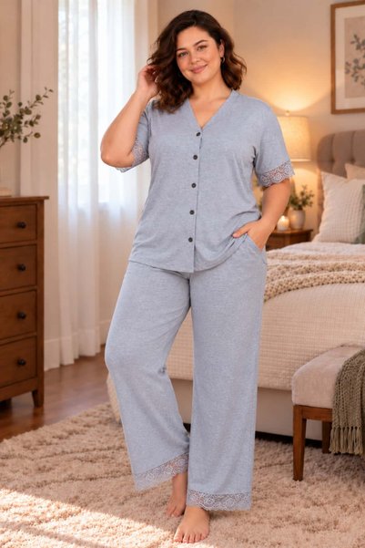 tarzımsüper Plus Size Premium Comfort Series Cotton Soft Texture Front Button...
