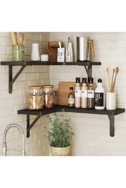 Generic Arabest Floating Shelves for Wall, Rustic Wood Wall Mounted Corner Sh...