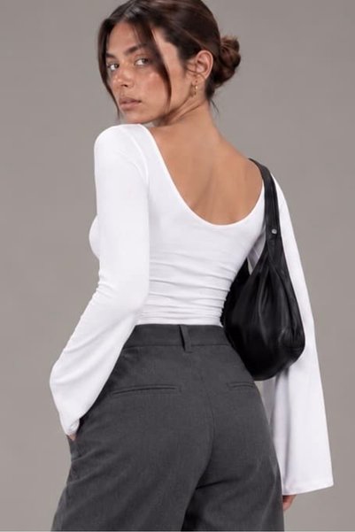bb butik basic Women's U-Neck Spanish Sleeve Long Sleeve Slim Fit Blouse My3535