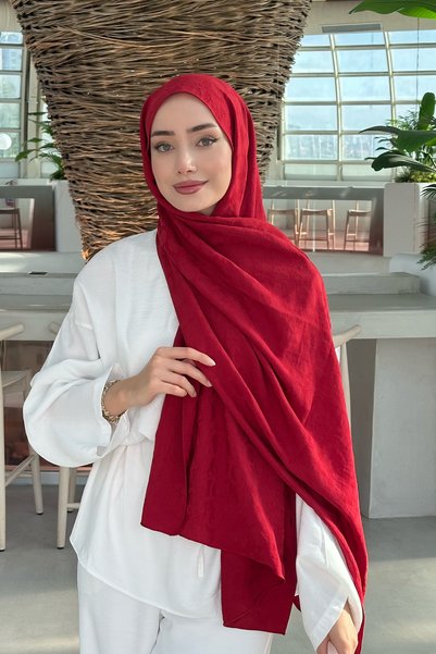 CUOCA LOUNGE Halka Desenli Pamuk Şal Kırmızı