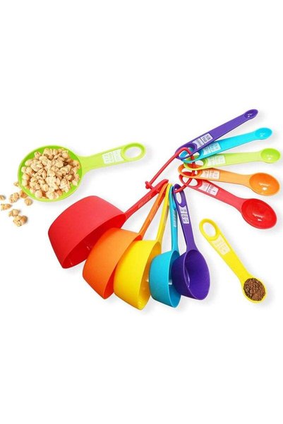 Generic MOMENT 12 Piece Measuring Cups and Spoons Set, Colored Kitchen Measur...